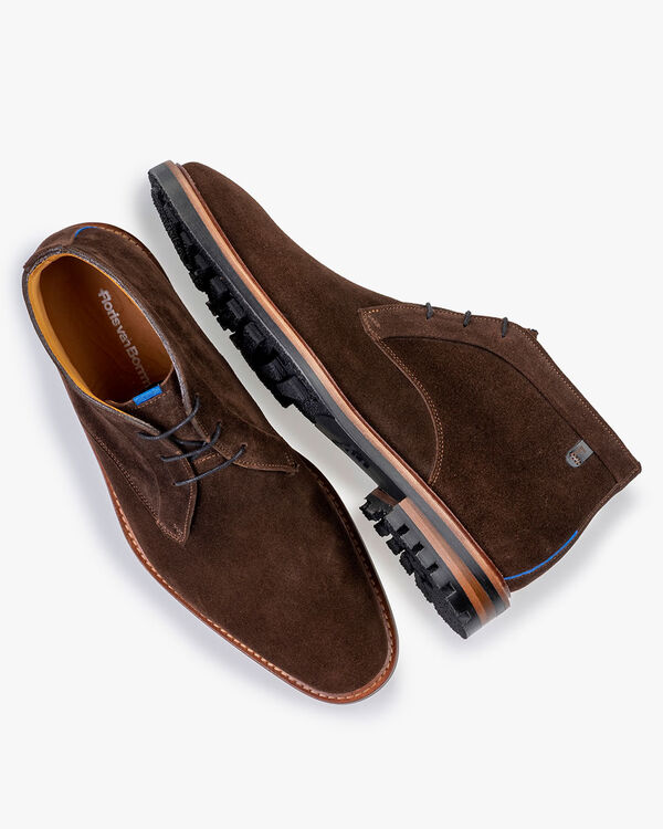 Schn&uuml;rstiefel Wildleder dunkelbraun