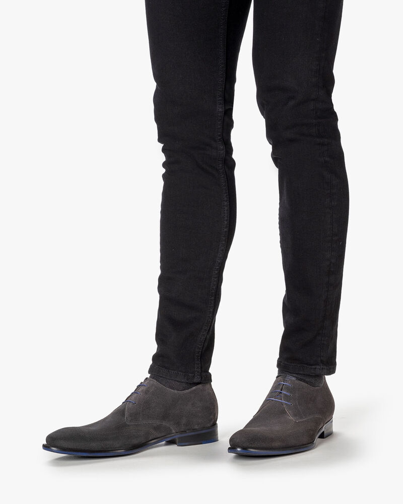 Schn&uuml;rschuh Wildleder dunkelgrau