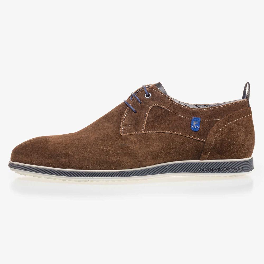 Brown suede leather lace shoe