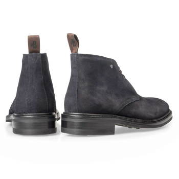 Dark blue suede leather lace boot