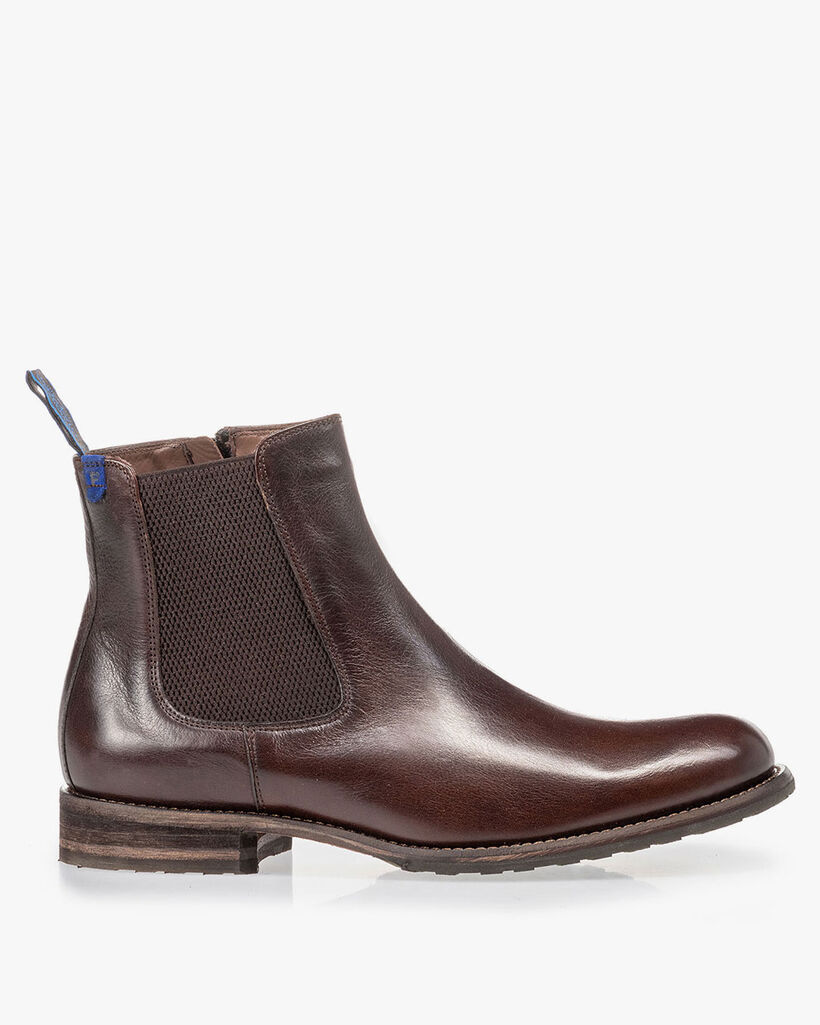 Mit Lammfell gef&uuml;tterter brauner Chelsea Boot
