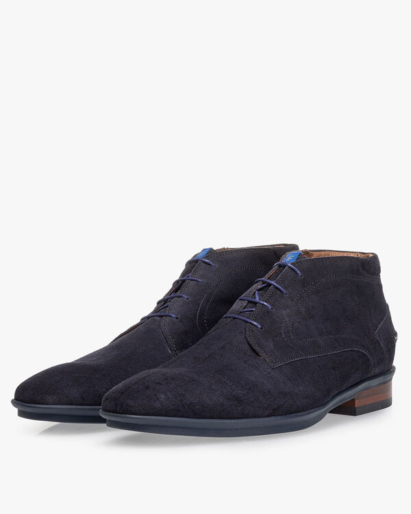 Lace boot suede blue