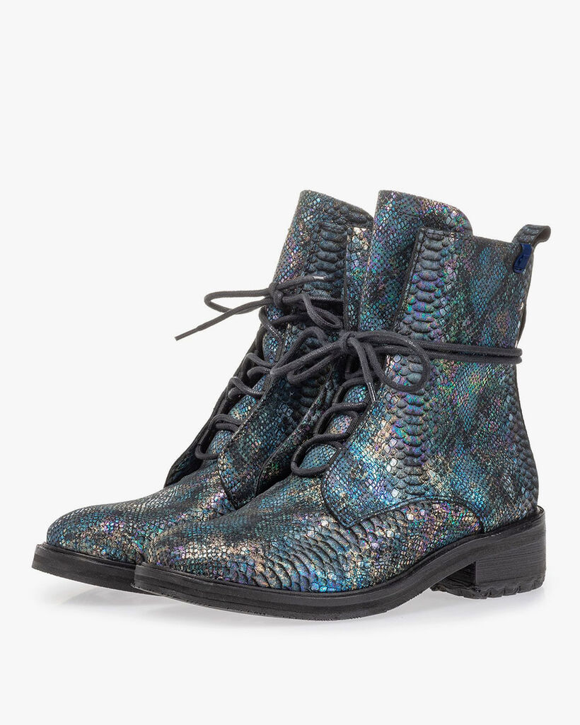 Schn&uuml;rstiefel Schlangenprint multi-colour