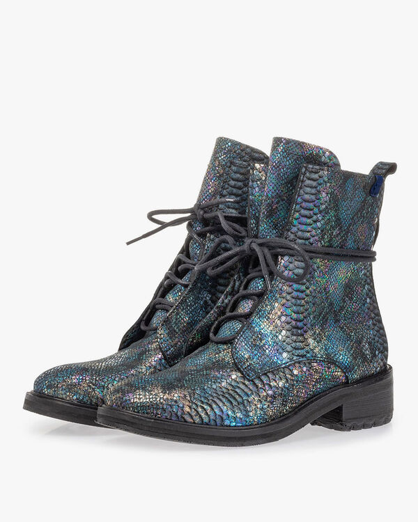 Schn&uuml;rstiefel Schlangenprint multi-colour