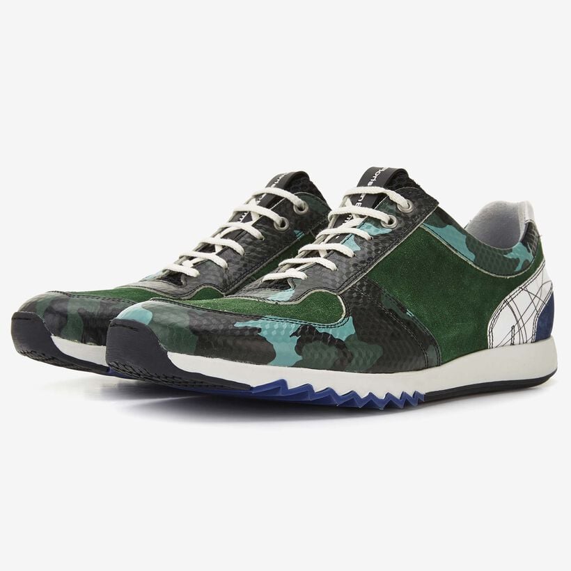 Floris van Bommel grüner Herren-Sneaker aus Veloursleder