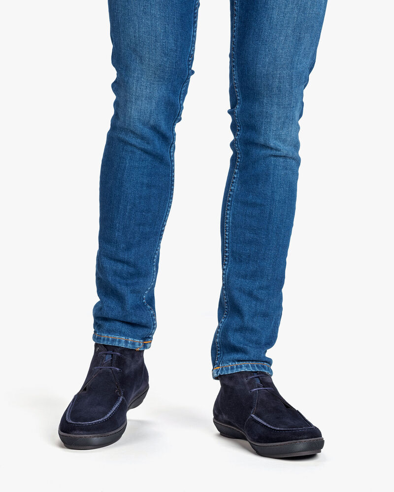 Schn&uuml;rstiefel Wildleder dunkelblau