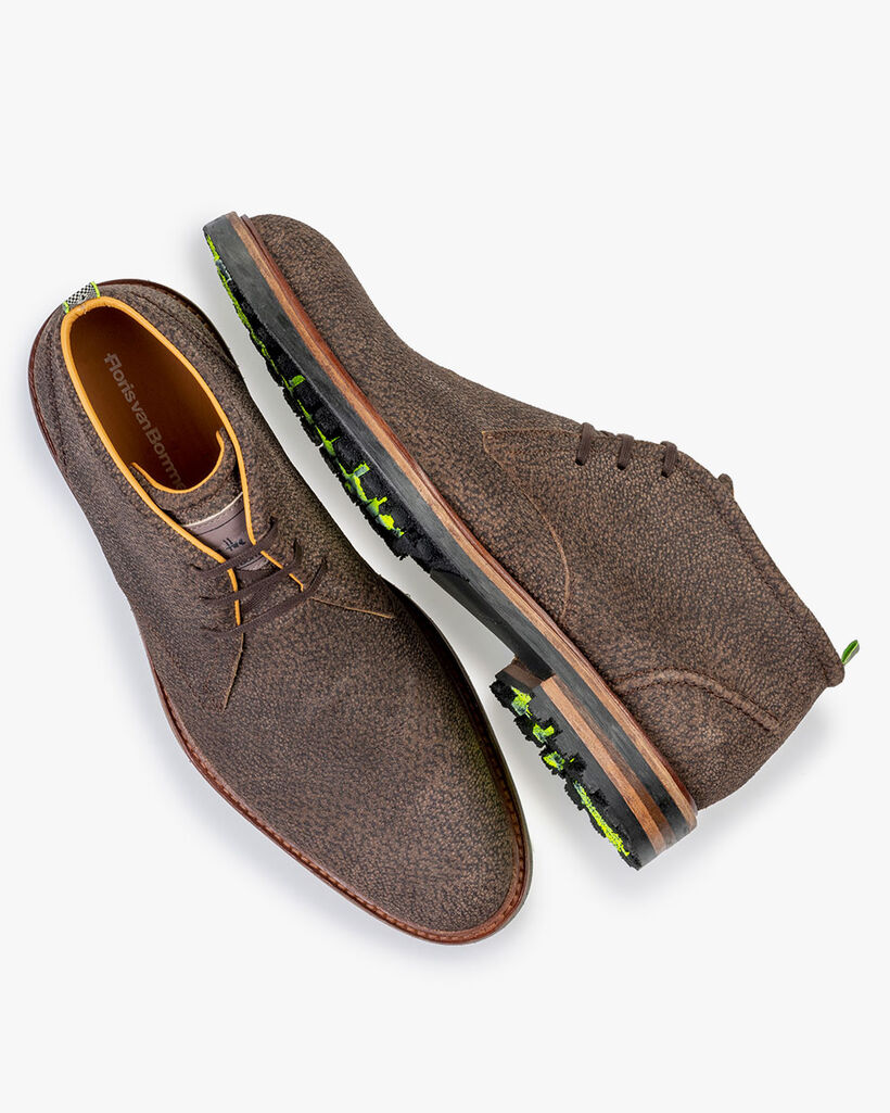 Schn&uuml;rstiefel Leder-Print braun