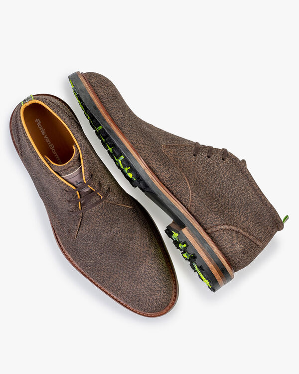 Schn&uuml;rstiefel Leder-Print braun