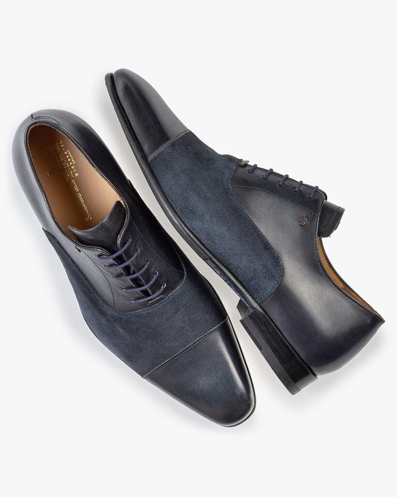 Schn&uuml;rschuh Kalbsleder blau