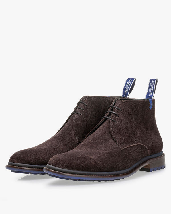 Schn&uuml;rstiefel Wildleder dunkelbraun