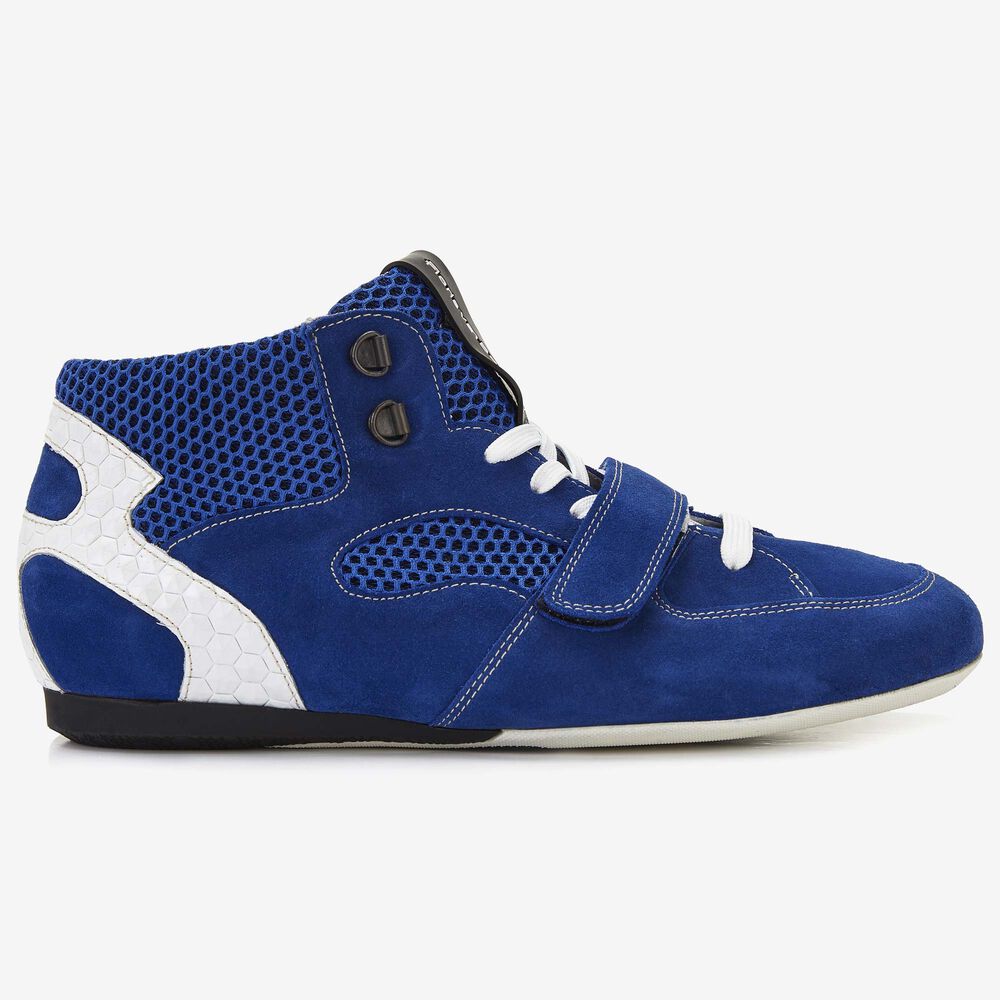 Floris van Bommel kobaltblauer Herren-Sneaker aus Veloursleder