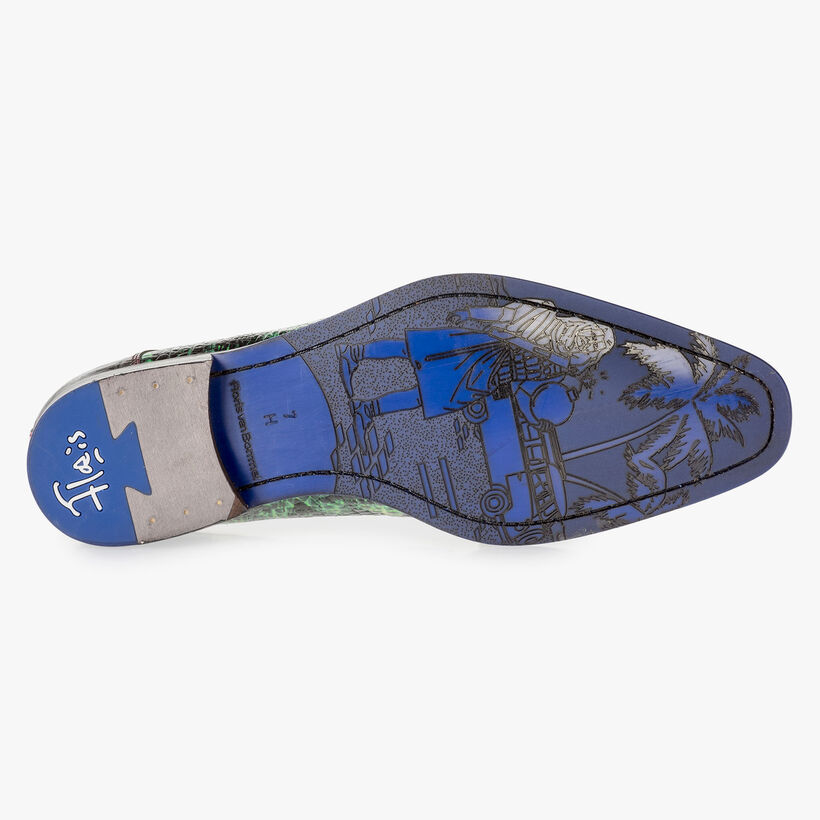 Premium green and pink leather lace shoe