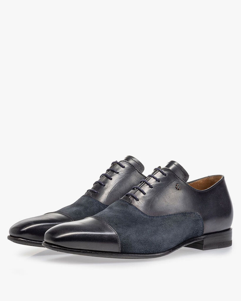 Schn&uuml;rschuh Kalbsleder blau