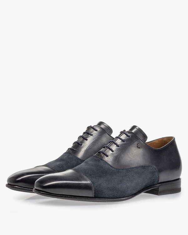 Schn&uuml;rschuh Kalbsleder blau