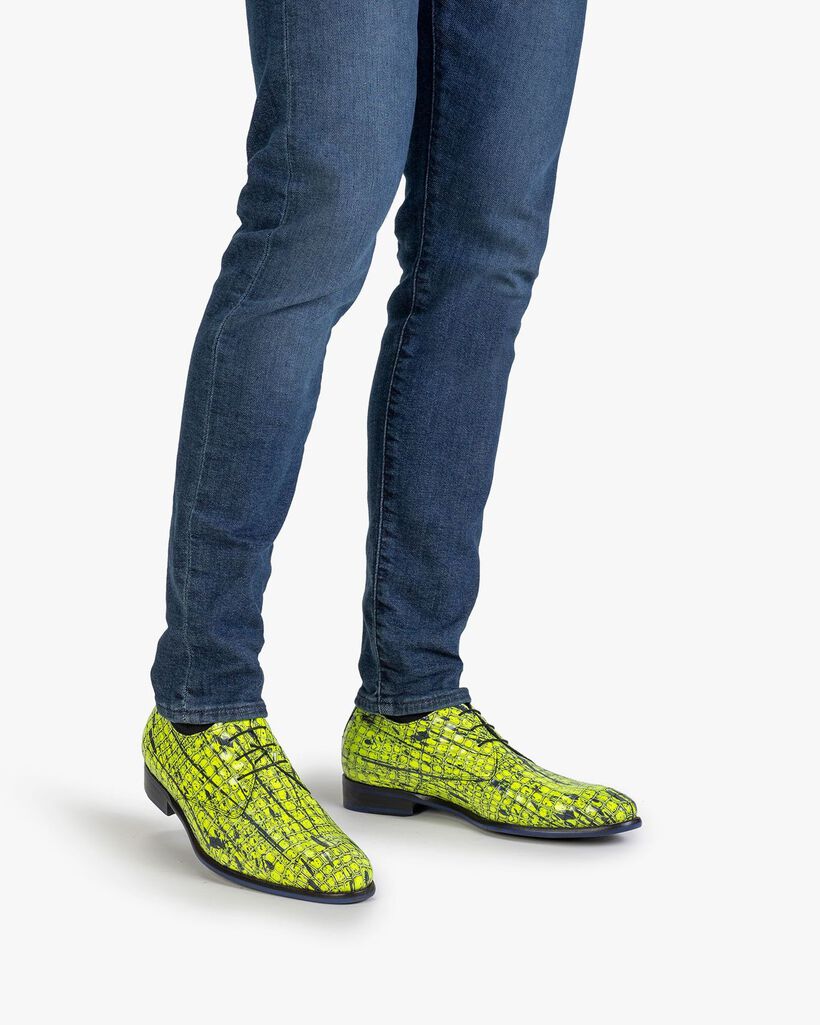 Schn&uuml;rschuh Lackleder gelb