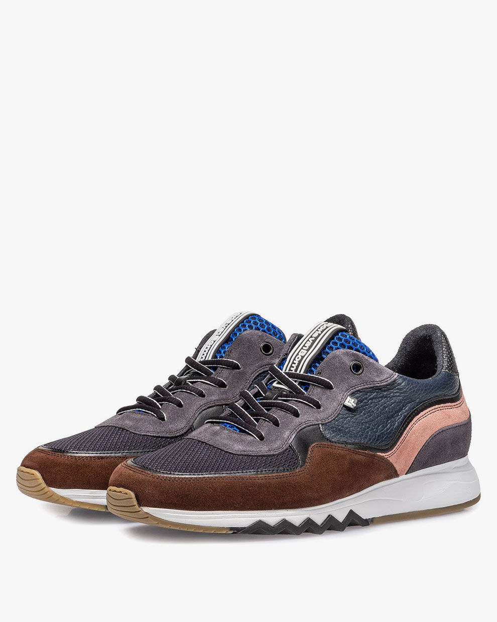 Whisky \u0026 blue suede leather sneaker SFM-10091-23-01 | Floris van Bommel®