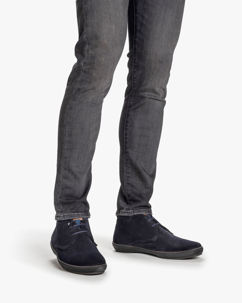 Schn&uuml;rstiefel Wildleder dunkelblau