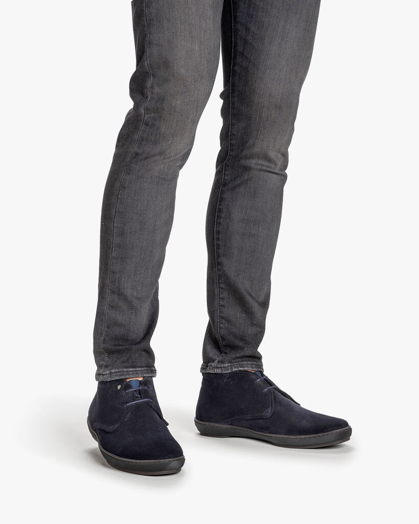 Schn&uuml;rstiefel Wildleder dunkelblau