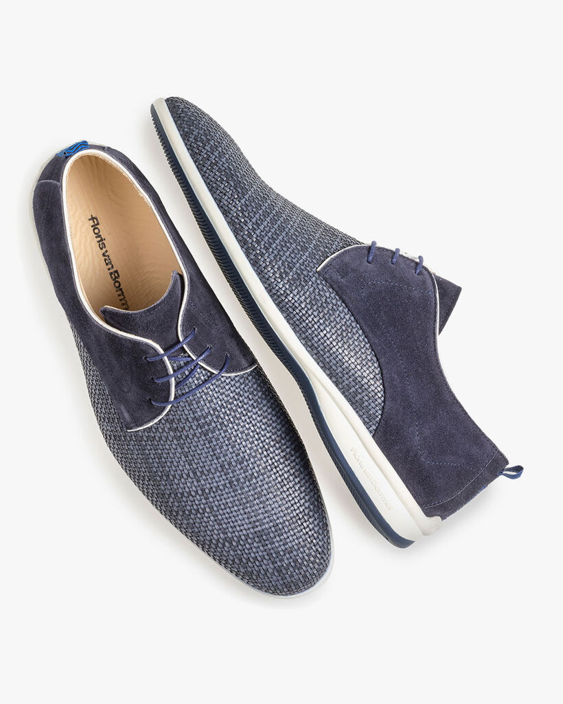 Blauer Schn&uuml;rschuh Leder