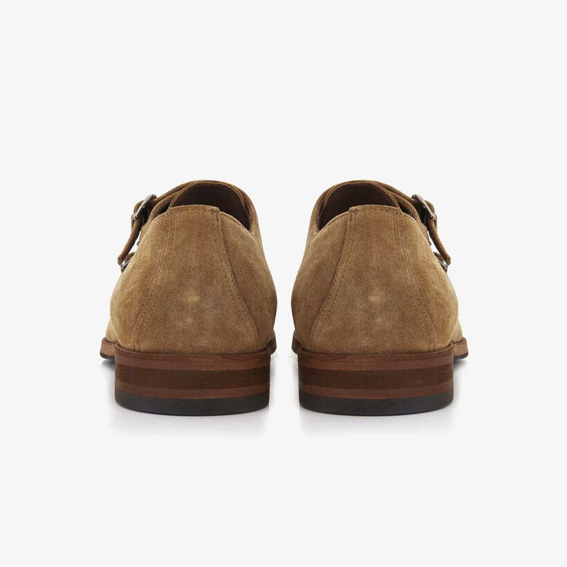 Floris van Bommel sandfarbener Herren-Schnallenschuh aus Veloursleder