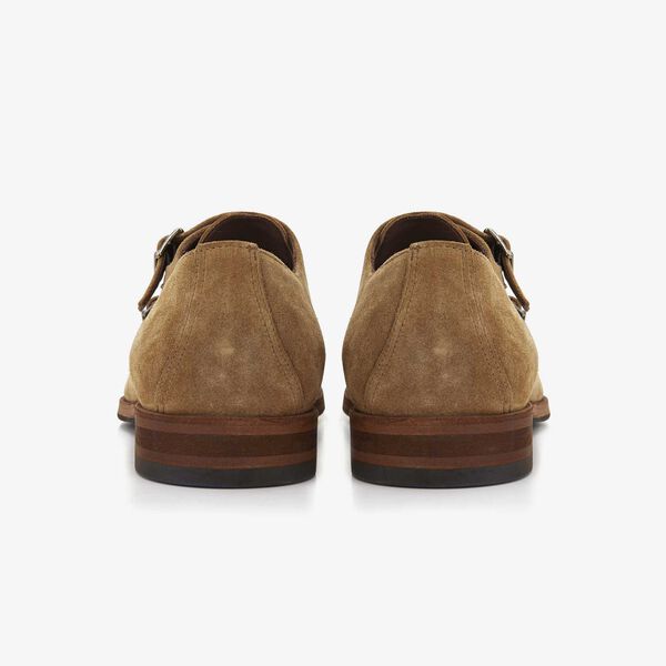 Floris van Bommel sandfarbener Herren-Schnallenschuh aus Veloursleder