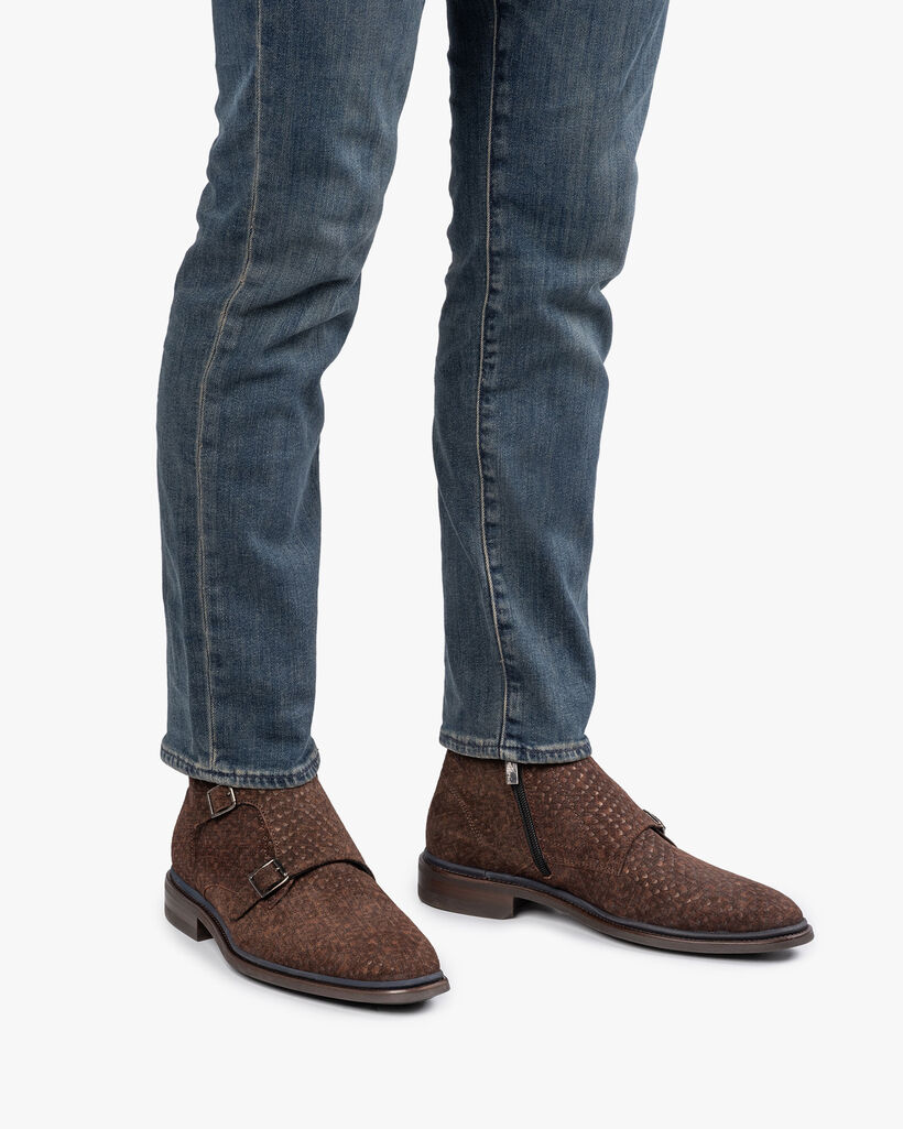 Boot with buckle closure dark brown