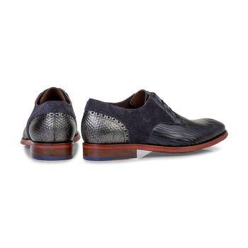 Schn&uuml;rschuh Metallic-Print dunkelblau