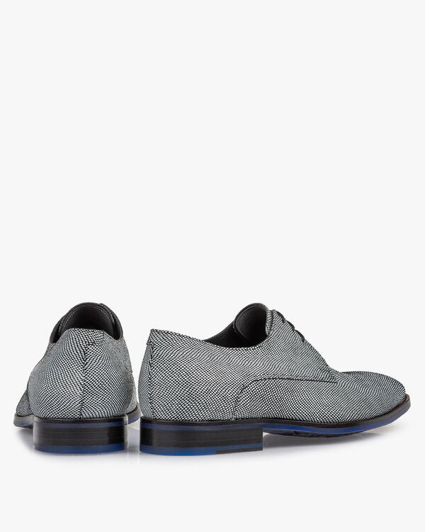 Lace shoe printed suede leather white