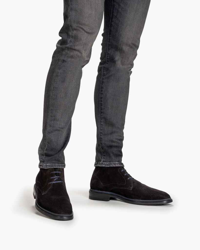 Schn&uuml;rstiefel Wildleder schwarz