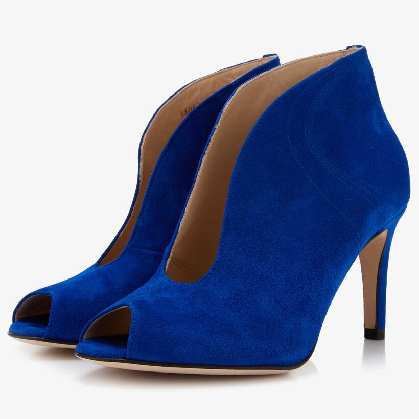 Floris van Bommel cobalt blue suede women's ankle boot