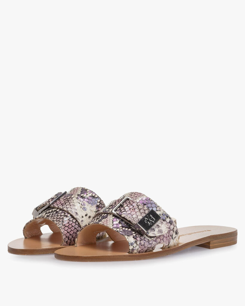Slipper printed leather pink