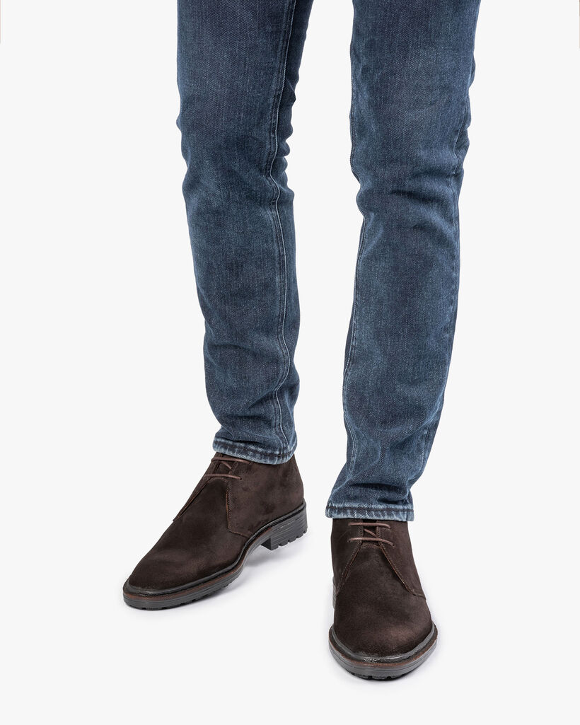 Dunkelbrauner Wildleder-Schn&uuml;rstiefel