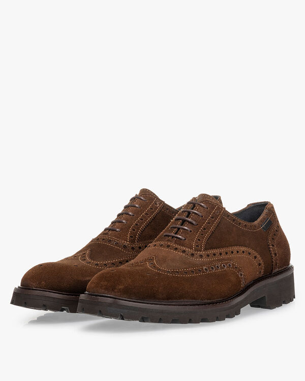 Lace shoe suede cognac