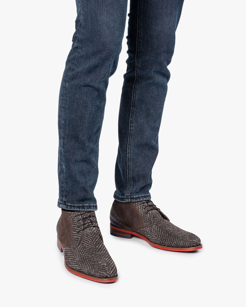 Schn&uuml;rstiefel grau mit Print