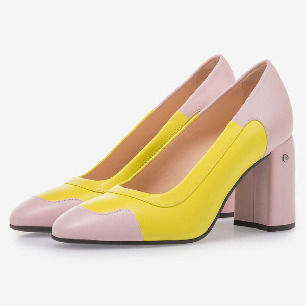 Gelb-pinke Nappaleder-Pumps