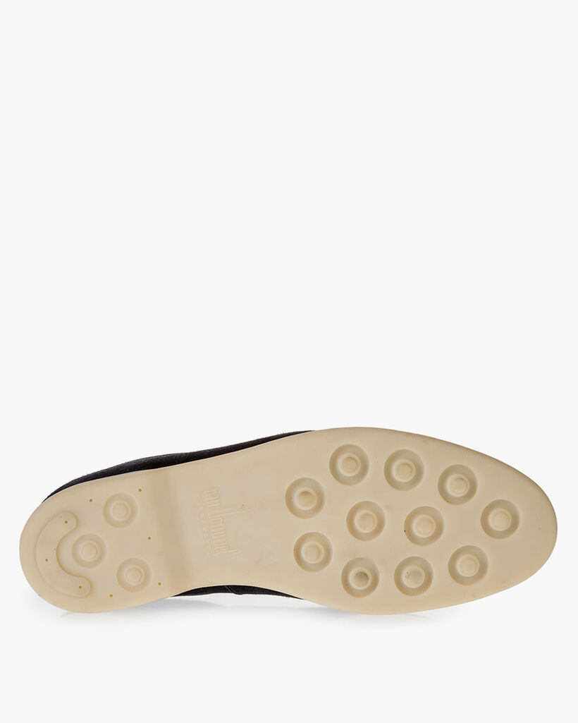 Dark blue suede leather boat shoe