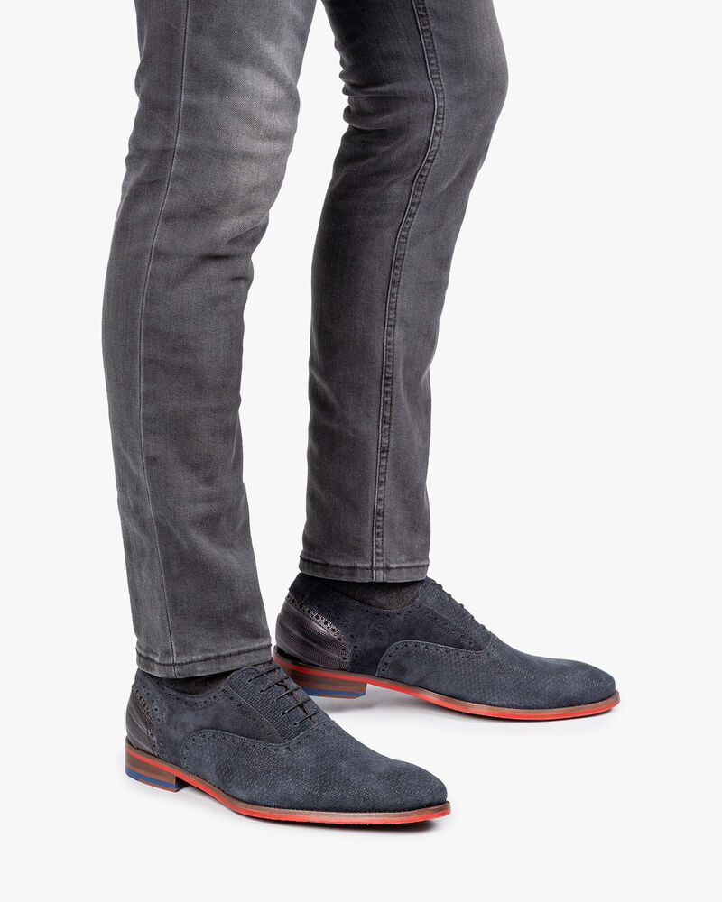 Schn&uuml;rschuh dunkelblau mit Print