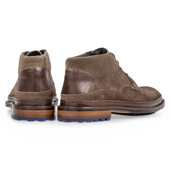 Lace boot suede leather dark taupe