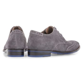 Dunkelgrauer Wildleder-Schn&uuml;rschuh mit Print