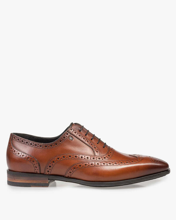 Cognacfarbener Kalbsleder-Brogue