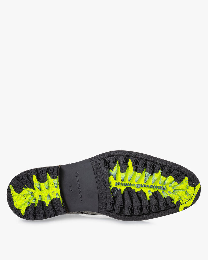 Schn&uuml;rstiefel bedrucktes Leder taupe