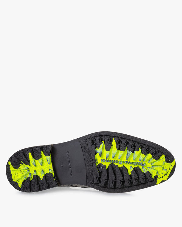 Schn&uuml;rstiefel bedrucktes Leder taupe