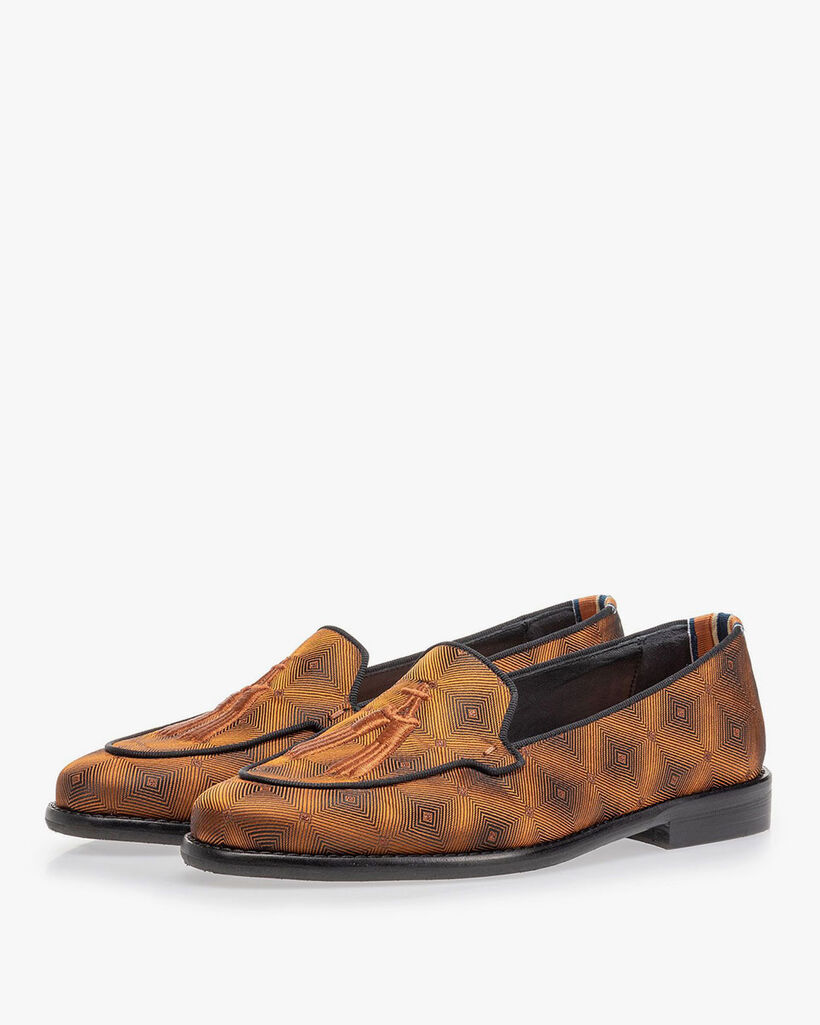 Loafer braun Textil mit Print