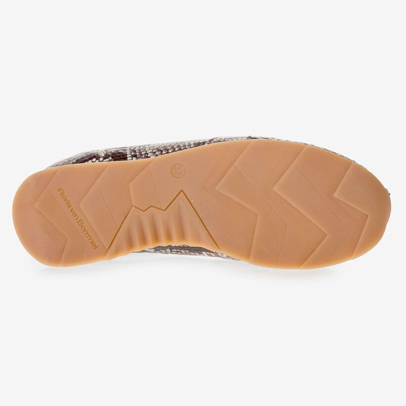 Braun-wei&szlig;er Sneaker Schlangenprint