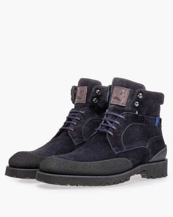 Schn&uuml;rstiefel blau Wildleder