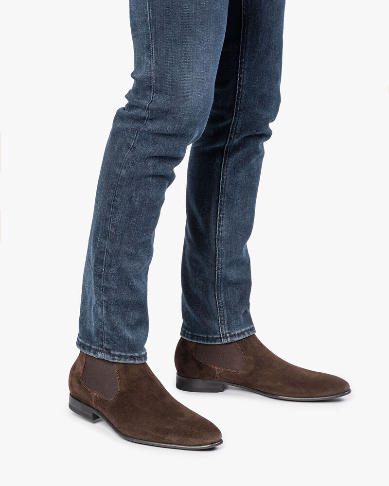 Dark brown suede leather Chelsea boot
