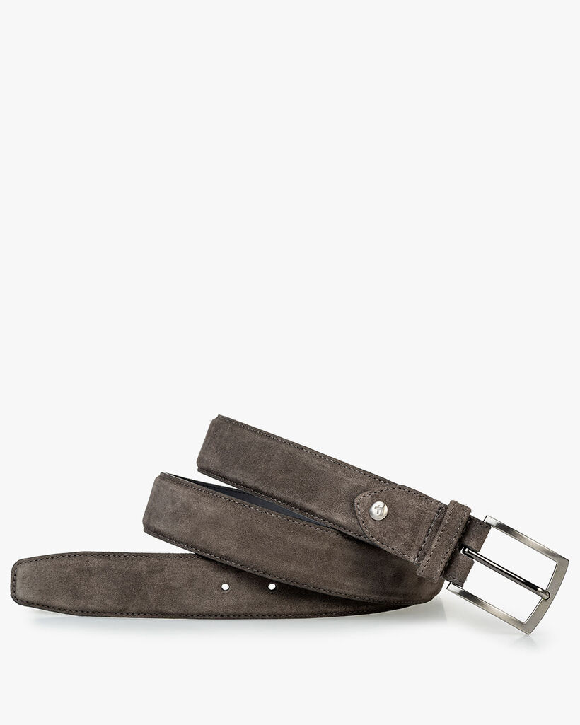 Belt suede leather dark grey