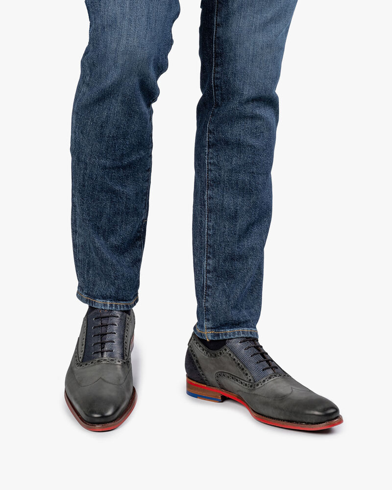 Lace shoe calf leather grey