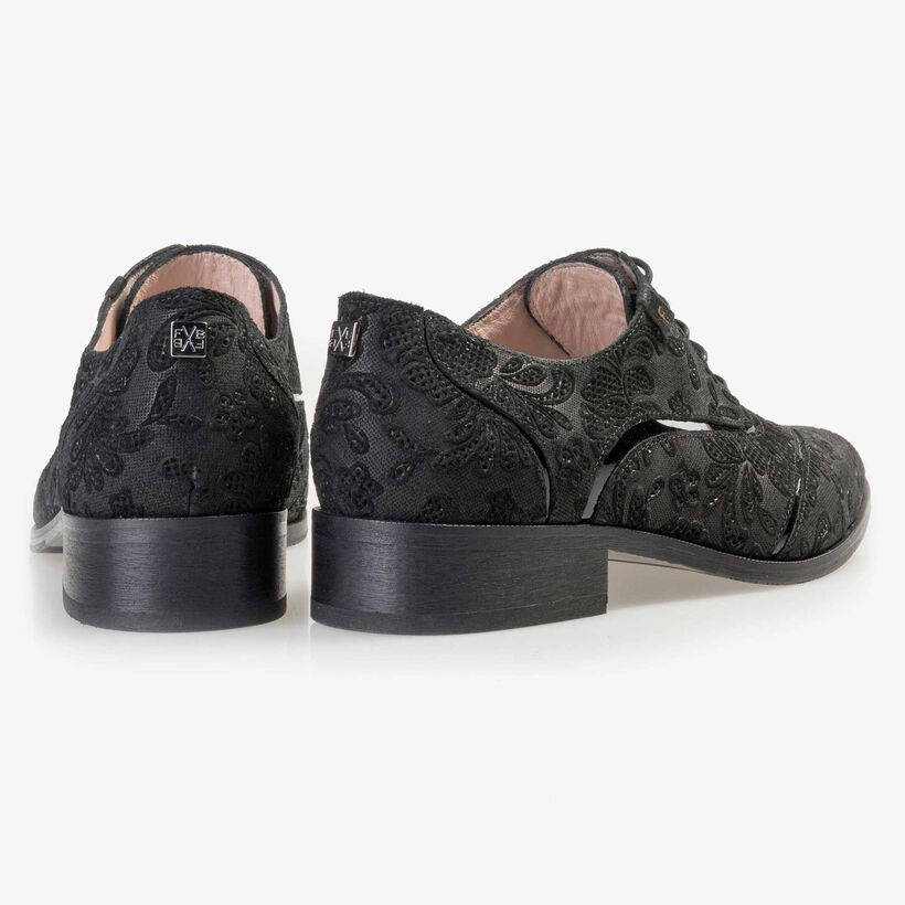 Floris van Bommel black women’s suede leather lace shoe
