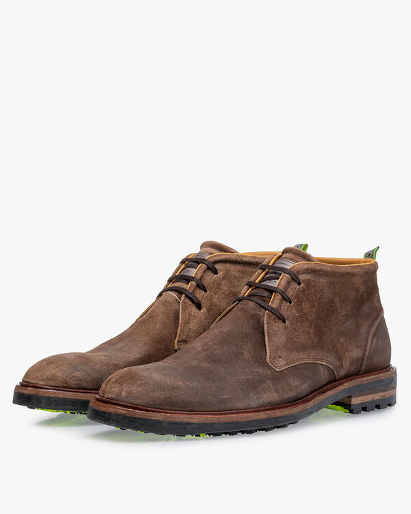 Schn&uuml;rstiefel Wildleder cognac